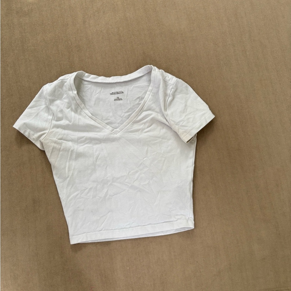 White V-Neck Women's Top